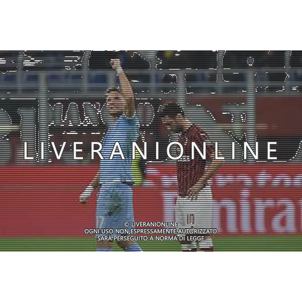 Immobile segna 1 a 0 Lazio Milan vs Lazio Campionato Serie A TIM - 11° giornata Milano 3-11-2019 Stadio Giuseppe Meazza - San Siro foto Roberto Garavaglia - ag. Aldo Liverani sas