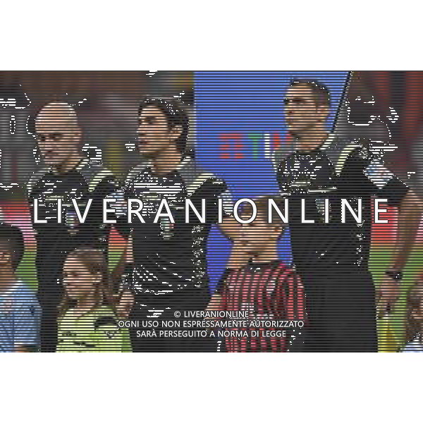 la terna arbitrale con al centro il direttore di gara Gianpaolo Calvarese di Teramo Milan vs Lazio Campionato Serie A TIM - 11° giornata Milano 3-11-2019 Stadio Giuseppe Meazza - San Siro foto Roberto Garavaglia - ag. Aldo Liverani sas