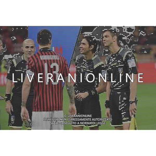 la terna arbitrale con al centro il direttore di gara Gianpaolo Calvarese di Teramo Milan vs Lazio Campionato Serie A TIM - 11° giornata Milano 3-11-2019 Stadio Giuseppe Meazza - San Siro foto Roberto Garavaglia - ag. Aldo Liverani sas