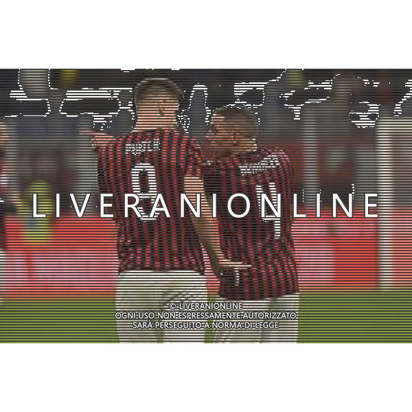 Krzysztof Piatek (Milan) SX e Ismael Bennacer (Milan) DX Milan vs Lazio Campionato Serie A TIM - 11° giornata Milano 3-11-2019 Stadio Giuseppe Meazza - San Siro foto Roberto Garavaglia - ag. Aldo Liverani sas