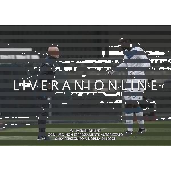 Eugenio Corini allenatore del Brescia Calcio e Mario Balotelli , ,Hellas Verona - Brescia partita di serie A, Verona 3 novembre 2019. AG ALDO LIVERANI SAS