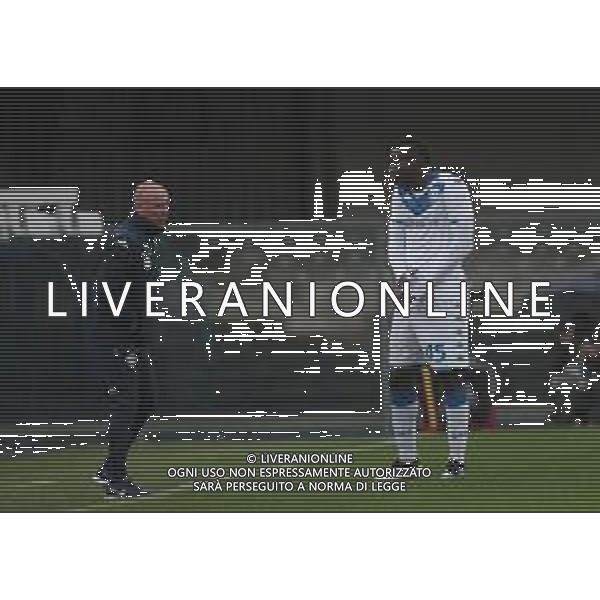 Eugenio Corini allenatore del Brescia Calcio e Mario Balotelli , ,Hellas Verona - Brescia partita di serie A, Verona 3 novembre 2019. AG ALDO LIVERANI SAS