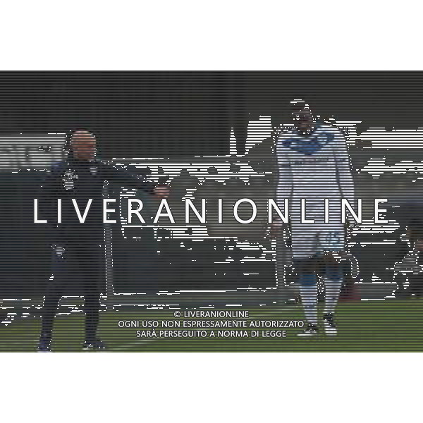 Eugenio Corini allenatore del Brescia Calcio e Mario Balotelli , ,Hellas Verona - Brescia partita di serie A, Verona 3 novembre 2019. AG ALDO LIVERANI SAS