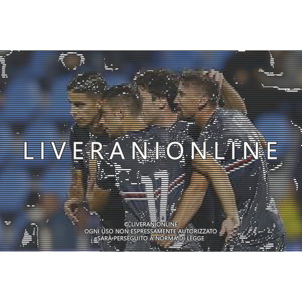 Spal - Sampdoria Campionato di Calcio Serie A TIM 04/11/2019 nella foto: Esultanza sampdoria dopo il goal ©Claudio Zamagni/Agenzia Aldo Liverani sampdoria Celebrates after scoring a goal during Italian Serie A soccer match between S.P.A.L. Ferrara and S.S. SAMPDORIA at Ferrara Paolo Mazza Stadium on November 04 2019 photo credit by Claudio Zamagni/Aldo Liverani Photo Agency
