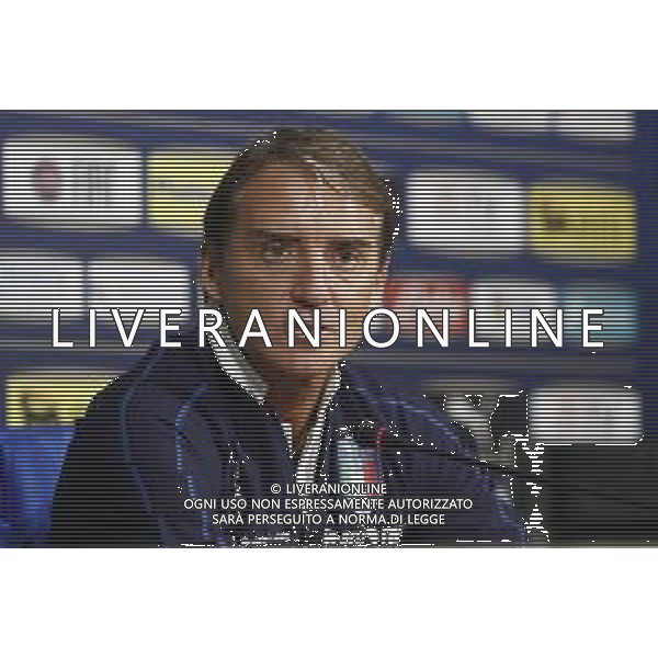 Raduno della Nazionale Italiana di Calcio a Corverciano prima delle sfide contro Bosnia e Armenia 11/11/2019 - nella foto: Mister Roberto Mancini in conferenza stampa ©Claudio Zamagni/Agenzia Aldo Liverani s.a.s.