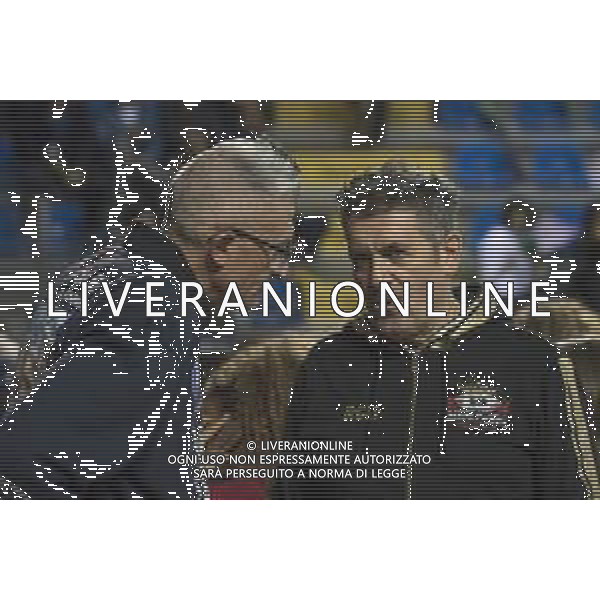 Campionato Italiano di Volley Superlega Serie A 2019/2020 Civitanova, Italia 10/11/2019 Cucine Lube Civitanova vs Sir Safety Conad Perugia Nella foto: Sirci Gino (Presidente Sir Safety Conad Perugia) e Lucchetta Andrea (Commentatore Rai) prima dell\'incontro FOTO ROBERTO BARTOMEOLI-ALESSIO MARINI-AG ALDO LIVERANI SAS