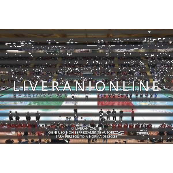 Campionato Italiano di Volley Superlega Serie A 2019/2020 Civitanova, Italia 10/11/2019 Cucine Lube Civitanova vs Sir Safety Conad Perugia Nella foto: Squadre in campo per il saluto FOTO ROBERTO BARTOMEOLI-ALESSIO MARINI-AG ALDO LIVERANI SAS