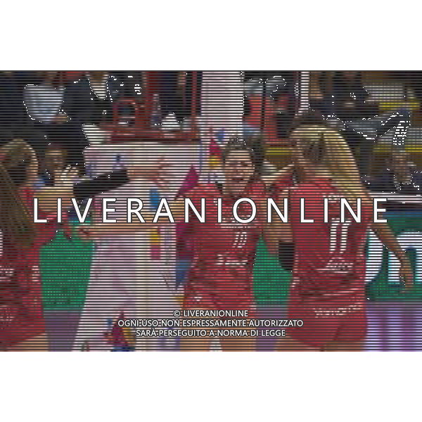 Campionato Italiano di Volley Serie A1 Femminile 2019/2020 Busto Arsizio, Italia 10/11/2019 Unet E-Work Busto Arsizio vs Golden Tulip Volalto 2.0 Caserta Nella foto: esultanza di Francesca Villani (UYBA) FOTO ELISA CALABRESE-ALESSIO MARINI-AG ALDO LIVERANI SAS