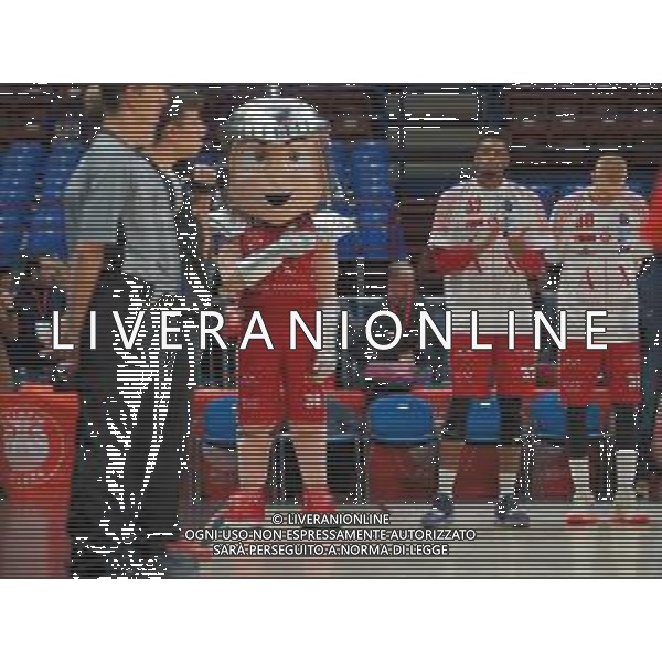 Campionato di Basket Serie A 2019/2020 Milano, Italia 11/11/2019 AX Armani Exchange Olimpia Milano vs OriOra Pistoia Nella foto: “Fiero Guerriero”, la mascotte dell’AX Armani Milano foto savino paolella-alessio marini-ag aldo liverani sas