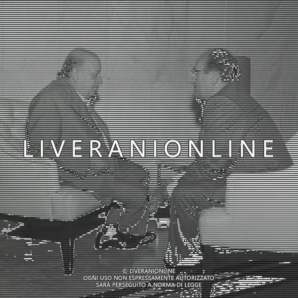 RETROSPETTIVA UMBERTO LENZINI PRESIDENTE LAZIO CALCIO NELLA FOTO UMBERTO LENZINI PRESIDENTE LAZIO CALCIO NELL\'ANNO 1973 CON ORFEO PIANELLI PRESIDENTE DEL TORINO CALCIO AG ALDO LIVERANI SAS
