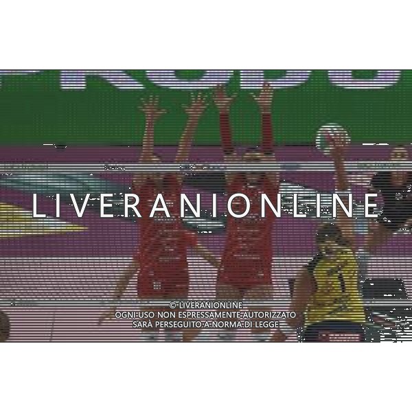 Campionato Italiano di Volley Serie A1 Femminile 2019/2020 Cuneo, Italia 12/11/2019 Bosca S.Bernardo Cuneo vs Imoco Volley Conegliano Nella foto: Marina Zambelli (Bosca Cuneo), Adelina Ungureanu (Bosca Cuneo) e Indre Sorokaite (Imoco Conegliano FOTO DANILO VIGO-ALESSIO MARINI-AG ALDO LIVERANI SAS