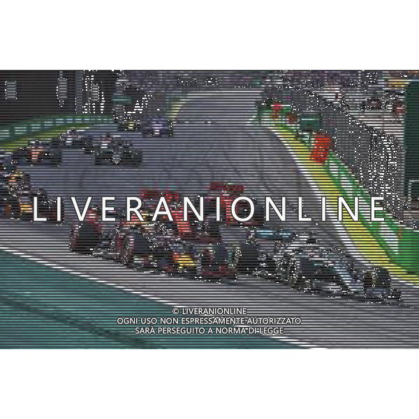 Lewis Hamilton (GBR) Mercedes AMG F1 W10 and Max Verstappen (NLD) Red Bull Racing RB15 at the Safety Car restart. 17.11.2019. Formula 1 World Championship, Rd 20, Brazilian Grand Prix, Sao Paulo, Brazil, Race Day. ©/AGENZIA ALDO LIVERANI SAS - ITALY ONLY EDITORIAL USE ONLY - - GP F1 BRASILE GARA 17.11.2019