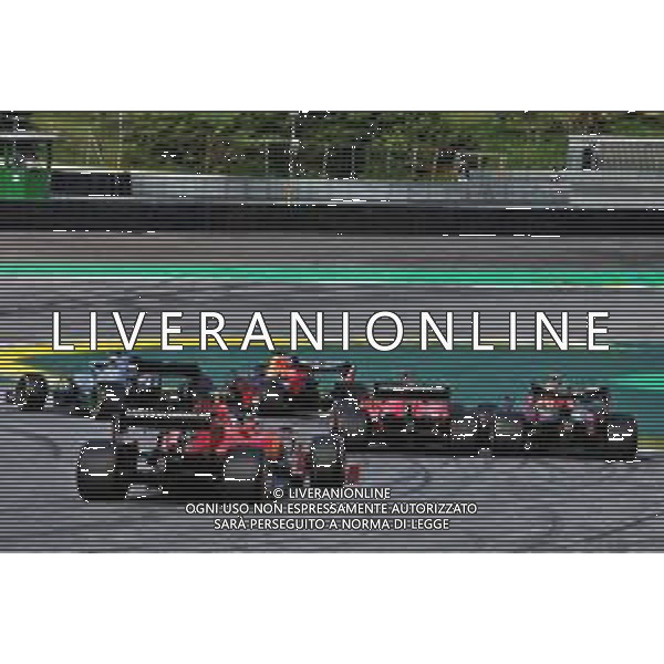 Charles Leclerc (MON) Ferrari SF90 follows Alexander Albon (THA) Red Bull Racing RB15 and Sebastian Vettel (GER) Ferrari SF90 at the Safety Car restart. 17.11.2019. Formula 1 World Championship, Rd 20, Brazilian Grand Prix, Sao Paulo, Brazil, Race Day. ©/AGENZIA ALDO LIVERANI SAS - ITALY ONLY EDITORIAL USE ONLY - - GP F1 BRASILE GARA 17.11.2019