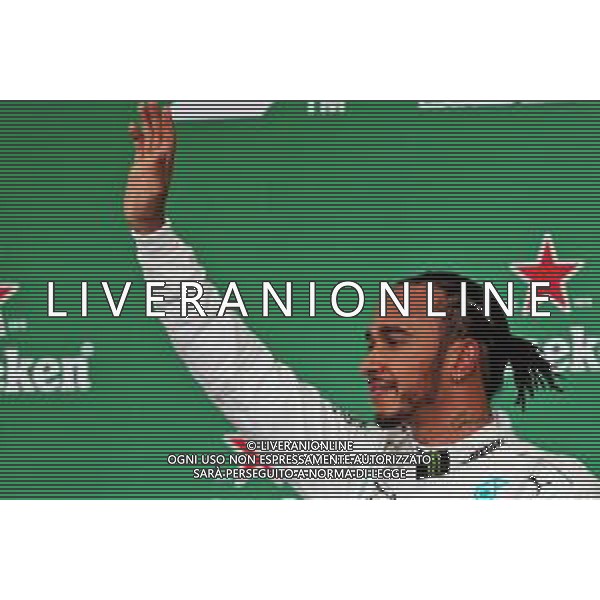Lewis Hamilton (GBR) Mercedes AMG F1 celebrates his third position on the podium. 17.11.2019. Formula 1 World Championship, Rd 20, Brazilian Grand Prix, Sao Paulo, Brazil, Race Day. ©/AGENZIA ALDO LIVERANI SAS - ITALY ONLY EDITORIAL USE ONLY - - GP F1 BRASILE GARA 17.11.2019