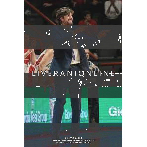Campionato di Basket Serie A 2019/2020 Pistoia, Italia 17/11/2019 OriOra Pistoia vs Acqua S. Bernardo Cantu Nella foto: Coach Michele Carrea detta schemi a Pistoia FOTO FABIO FAGIOLINI-ALESSIO MARINI-AG ALDO LIVERANI SAS