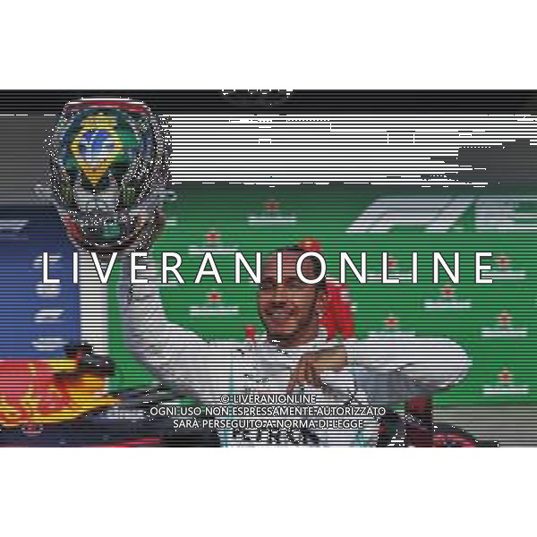 Lewis Hamilton (GBR) Mercedes AMG F1 celebrates his third position in qualifying parc ferme. 16.11.2019. Formula 1 World Championship, Rd 20, Brazilian Grand Prix, Sao Paulo, Brazil, Qualifying Day. ONLY ITALY-AG ALDO LIVERANI SAS
