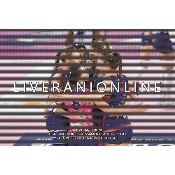 Campionato Italiano di Volley Serie A1 Femminile 2019/2020 Scandicci (FI), Italia 17/11/2019 Savino Del Bene Scandicci vs Il Bisonte Firenze Nella foto: Esultanza Savino Del Bene Scandicci FOTO LISA GUGLIELMI-ALESSIO MARINI-AG ALDO LIVERANI SAS