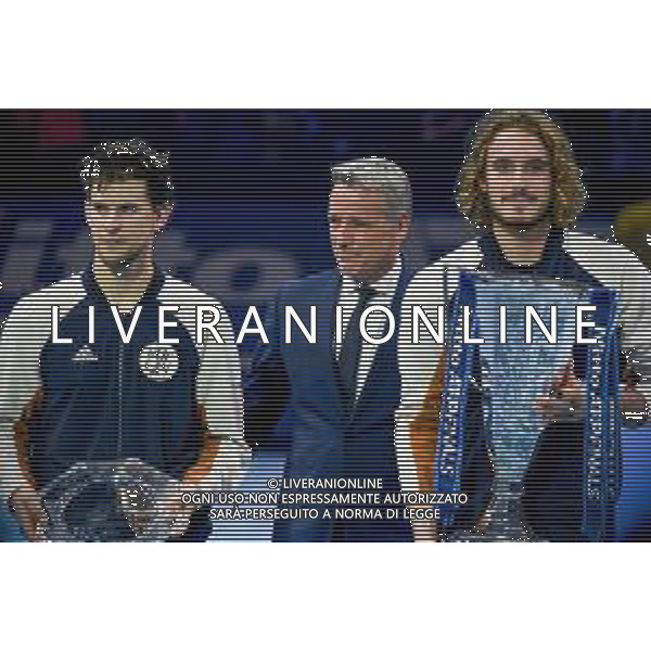 Internazionali di Tennis Londra, Italia 17/11/2019 Nitto ATP Final Dominic Thiem and Stefanos Tsitsipas the final vittoria Nella foto: Stefanos Tsitsipas and Dominic Thiem ©Roberto Zanettin-Alessio Marini/AGENZIA ALDO LIVERANI SAS
