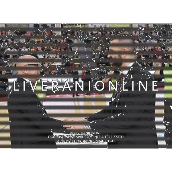 IMOLA 18 11 2019 LE NATURELLE BASKET-TEZENIS VERONA SERIE A2 NELLA FOTO DA SINISTRA LUCA DALMONTE ALL VERONA E EMANUELE DI PAOLANTONIO ALL IMOLA foto gianni sanna-ag aldo liverani sas