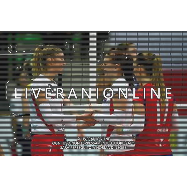Volley Champions League Women 2019/2020 Treviso, Italia 19/11/2019 Carraro Imoco Conegliano vs Vasas Obuda Budapest Nella foto: Kata Torok (Budapest) e Maria Kostelanska (Budapest) foto ettore griffoni-alessio marini-ag aldo liverani sas