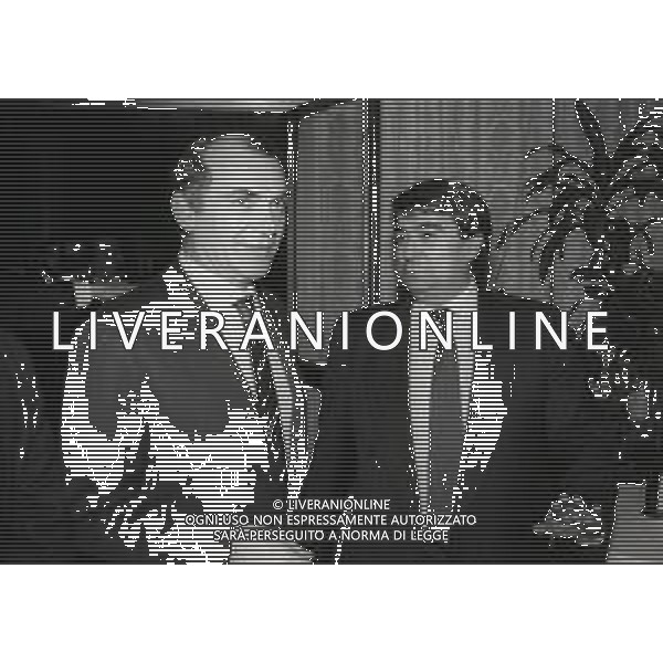 RETROSPETTIVA ERNESTO PELLEGRINI PRESIDENTE FC INTER NELLA FOTO ERNESTO PELLEGRINI NELL\'ANNO 1990 CON ALDO SPINELLI PRESIDENTE GENOA CALCIO AG ALDO LIVERANI SAS 