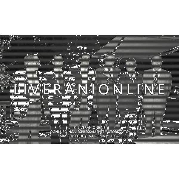RETROSPETTIVA ERNESTO PELLEGRINI PRESIDENTE FC INTER NELLA FOTO GIULIO ABBIEZZI-GIORDANO PELLEGRINI SERGIO BATTISTINI-ERNESTO PELLEGRINI GIUSEPPE PRISCO E ANGELO CORRIDORI NELL\'ANNO 1990 PRESENTAZIONE IN VILLA DEL NUOVO ACQUISTO SERGIO BATTISTINI AG ALDO LIVERANI SAS 