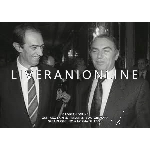 RETROSPETTIVA ERNESTO PELLEGRINI PRESIDENTE FC INTER NELLA FOTO ERNESTO PELLEGRINI NELL\'ANNO 1991-1992 CON PIERO BOSCHI AG ALDO LIVERANI SAS
