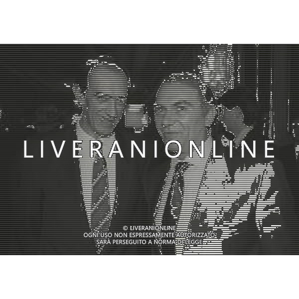 RETROSPETTIVA ERNESTO PELLEGRINI PRESIDENTE FC INTER NELLA FOTO ERNESTO PELLEGRINI NELL\'ANNO 1991-1992 CON PIERO BOSCHI AG ALDO LIVERANI SAS