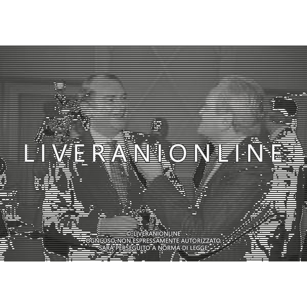 RETROSPETTIVA ERNESTO PELLEGRINI PRESIDENTE FC INTER NELLA FOTO ERNESTO PELLEGRINI NELL\'ANNO 1992-1993 CON GIAMPIERO BONIPERTI AG ALDO LIVERANI SAS 