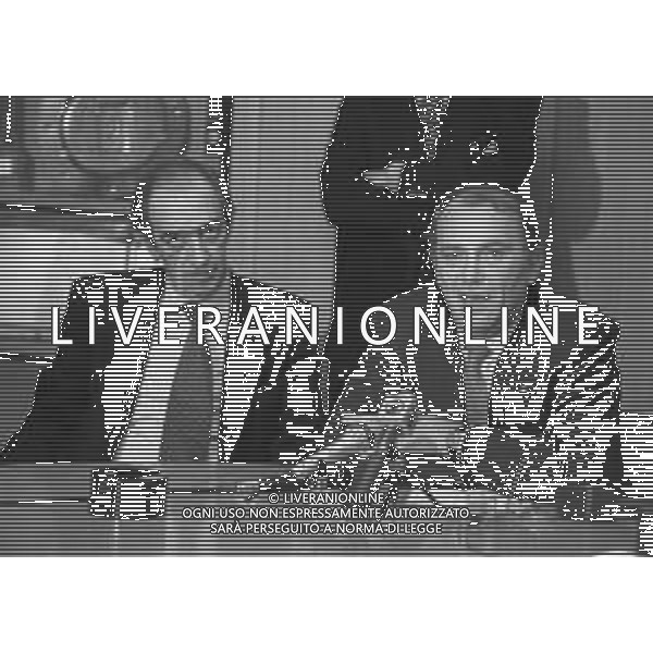 RETROSPETTIVA ERNESTO PELLEGRINI PRESIDENTE FC INTER NELLA FOTO ERNESTO PELLEGRINI NELL\'ANNO 1992-1993 CON PIERO BOSCHI AG ALDO LIVERANI SAS 
