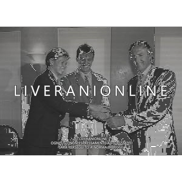RETROSPETTIVA STEFAN REUTER CALCIATORE NELLA FOTO STEFAN REUTER E JURGEN KOHLER ALLA PRESENTAZIONE A TORINO CON FRANCESCO MORINI AG ALDO LIVERANI SAS