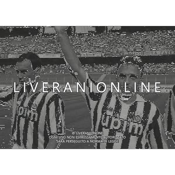 RETROSPETTIVA THOMAS HASSLER CALCIATORE NELLA FOTO THOMAS HASSLER CON LA MAGLIA DELLA JUVENTUS NELL\'ANNO 1990-1991 E SALVATORE SCHILLACI AG ALDO LIVERANI SAS