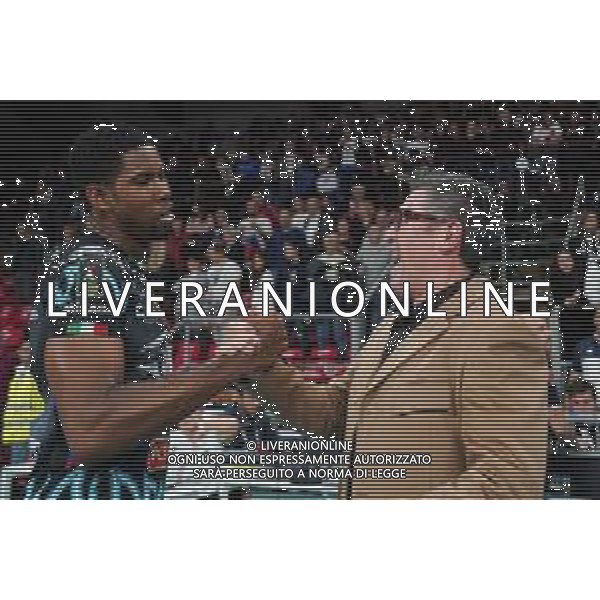 Campionato Italiano di Volley Superlega Serie A 2019/2020 Perugia, Italia 24/11/2019 Sir Safety Conad Perugia vs Consar Ravenna Nella foto: wilfredo leon venero (n.9 schiacciatore sir safety conad perugia) esulta con gino sirci (presidente sir safety conad perugia) FOTO LORIS CERQUIGLINI-ALESSIO MARINI-AG ALDO LIVERANI SAS