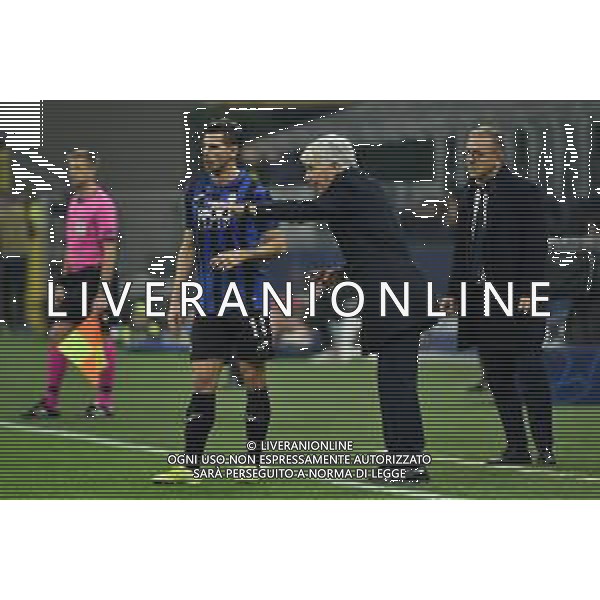 Remo Freuler (Atalanta) SX e Gian Piero Gasperini allenatore Atalanta DX Atalanta vs Dinamo Zagabria UEFA Champions League fase a gironi 5° giornata gruppo C Milano 26-11-2019 Stadio Giuseppe Meazza - San Siro foto Roberto Garavaglia - ag. Aldo Liverani sas