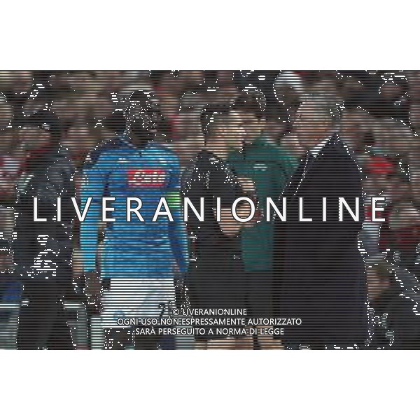 LIVERPOOL - NAPOLI CHAMPIONS LEAGUE 27.11.2019 NELLA FOTO: CARLO ANCELOTTI, ARBITRO DEL CERRO GRANDE, KALIDOU KOULIBALY ©MOSCA/AGENZIA ALDO LIVERANI SAS