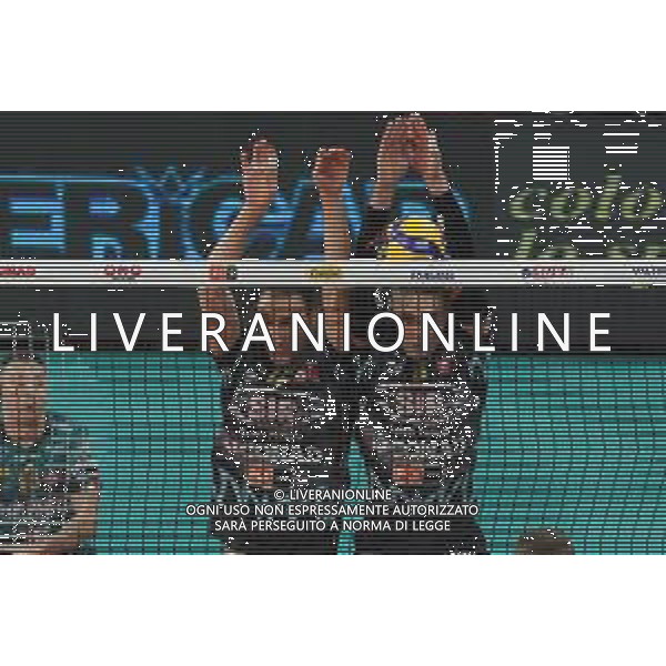 Campionato Italiano di Volley Superlega Serie A 2019/2020 Perugia, Italia 27/11/2019 Sir Safety Conad Perugia vs Globo Banca Popolare del Frusinate Sora Nella foto: roberto russo (n.12 centrale sir safety conad perugia) robert taht (n.6 schiacciatore sir safety conad perugia) a muro FOTO LORIS CERQUIGLINI-ALESSIO MARINI-AG ALDO LIVERANI SAS