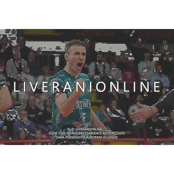 Campionato Italiano di Volley Superlega Serie A 2019/2020 Perugia, Italia 27/11/2019 Sir Safety Conad Perugia vs Globo Banca Popolare del Frusinate Sora Nella foto: massimo colaci (n.13 libero sir safety conad perugia) esulta FOTO LORIS CERQUIGLINI-ALESSIO MARINI-AG ALDO LIVERANI SAS
