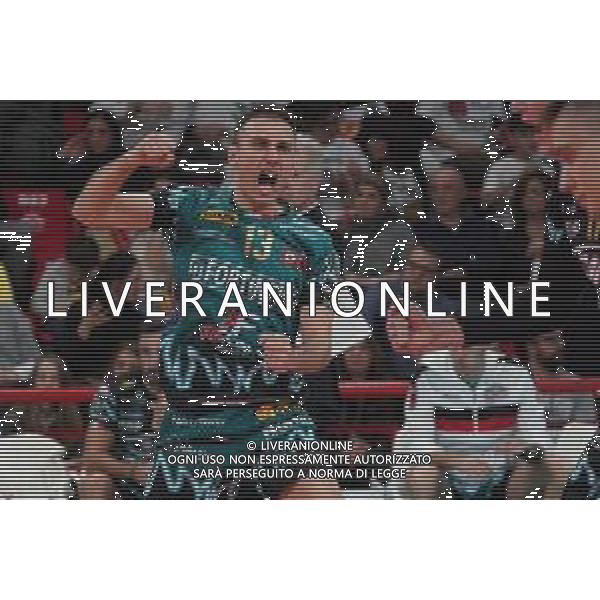 Campionato Italiano di Volley Superlega Serie A 2019/2020 Perugia, Italia 27/11/2019 Sir Safety Conad Perugia vs Globo Banca Popolare del Frusinate Sora Nella foto: massimo colaci (n.13 libero sir safety conad perugia) esulta FOTO LORIS CERQUIGLINI-ALESSIO MARINI-AG ALDO LIVERANI SAS