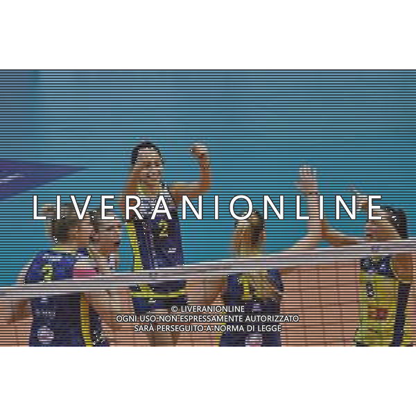 Volley Champions League Women 2019/2020 Scandicci, Italia 27/11/2019 Savino Del Bene Scandicci vs Lokomotiv Kaliningrad Nella foto: Esultanza Savino Del Bene Scandicci FOTO LISA GUGLIELMI-ALESSIO MARINI-AG ALDO LIVERANI SAS