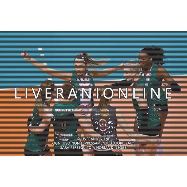 Volley Champions League Women 2019/2020 Scandicci, Italia 27/11/2019 Savino Del Bene Scandicci vs Lokomotiv Kaliningrad Nella foto: Esultanza Lokomotiv Kaliningrad Region FOTO LISA GUGLIELMI-ALESSIO MARINI-AG ALDO LIVERANI SAS