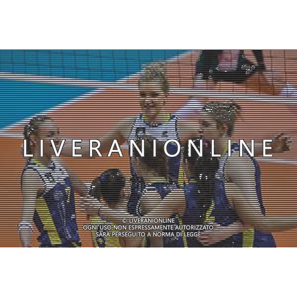 Volley Champions League Women 2019/2020 Scandicci, Italia 27/11/2019 Savino Del Bene Scandicci vs Lokomotiv Kaliningrad Nella foto: Esultanza Savino Del Bene Scandicci FOTO LISA GUGLIELMI-ALESSIO MARINI-AG ALDO LIVERANI SAS