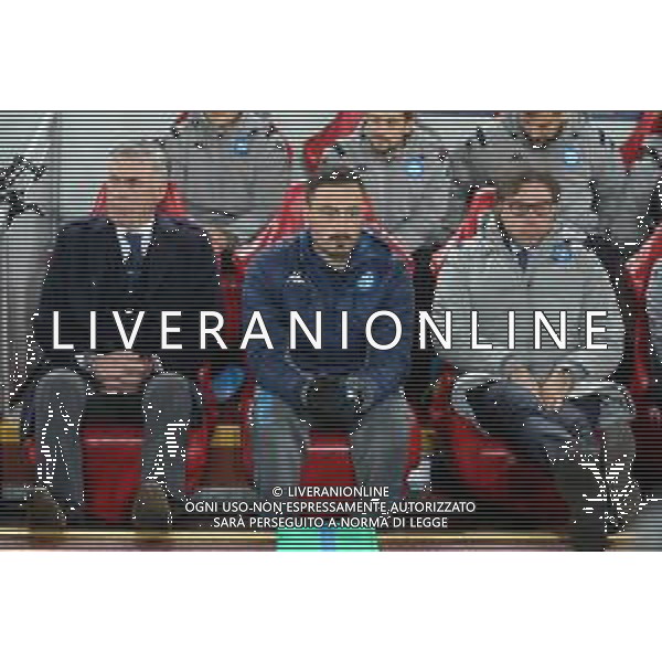 27-11-2019 LIVERPOOL NAPOLI CHAMPIONS LEAGUE NELLA FOTO: CARLO ANCELOTTI, DAVIDE ANCELOTTI, CRISTIANO GIUNTOLI FOTO MOSCA, AG.LIVERANI