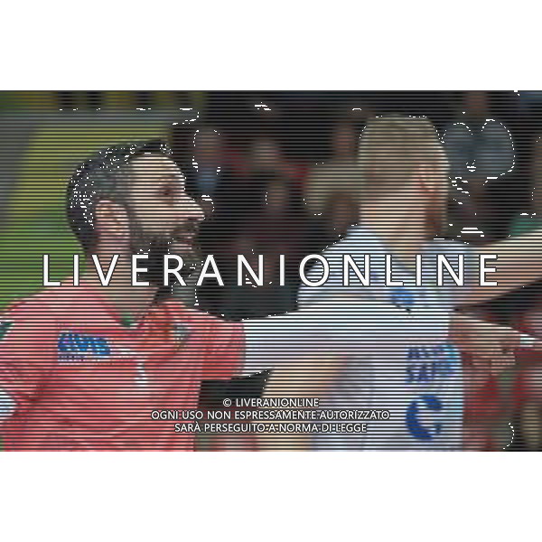 Campionato Italiano di Volley Superlega Serie A 2019/2020 Verona, Italia 01/12/2019 Calzedonia Verona vs Top Volley Latina Nella foto: Domenico Cavaccini (3) Top Volley Latina contesta una decisione arbitrale. foto roberto tommasini-alessio marini-ag aldo liverani sas