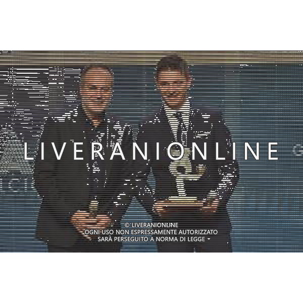 l\'arbitro Gianluca Rocchi premiato come miglior arbitro, a SX Antonio Cabrini Gran Gala’ del Calcio Milano 2-12-2019 Megawatt Court foto Roberto Garavaglia - ag. Aldo Liverani sas