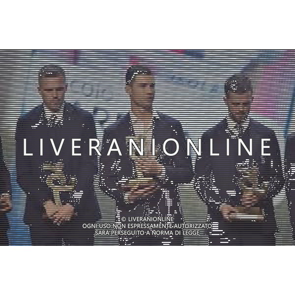 Cristiano Ronaldo (Juventus) tra Josip Ilicic (Atalanta) SX e Miralem Pjanic (Juventus) DX Gran Gala’ del Calcio Milano 2-12-2019 Megawatt Court foto Roberto Garavaglia - ag. Aldo Liverani sas