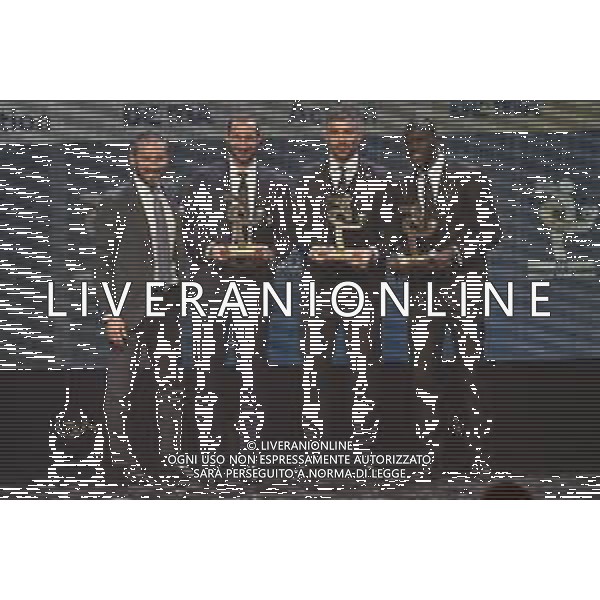 Gianluca Zambrotta 1° a SX ha premiato i migliori difensori della passata stagione da SX Giorgio Chiellini (Juventus), Aleksandar Kolarov (Roma) e Kalidou Koulibaly (Napoli) Gran Gala’ del Calcio Milano 2-12-2019 Megawatt Court foto Roberto Garavaglia - ag. Aldo Liverani sas