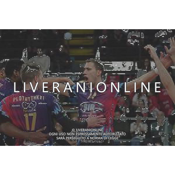 Volley Champions League Men 2019/2020 Perugia, Italia 04/12/2019 Sir Sicoma Monini Perugia vs Benfica Lisbona Nella foto: wilfredo leon venero (n.9 schiacciatore sir safety conad perugia) esulta FOTO LORIS CERQUIGLINI-ALESSIO MARINI-AG ALDO LIVERANI SAS