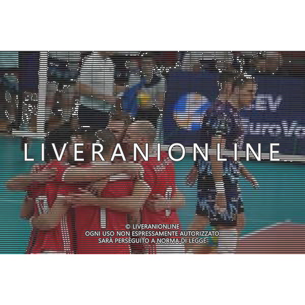 Volley Champions League Men 2019/2020 Perugia, Italia 04/12/2019 Sir Sicoma Monini Perugia vs Benfica Lisbona Nella foto: benfica lisboa esulta FOTO LORIS CERQUIGLINI-ALESSIO MARINI-AG ALDO LIVERANI SAS