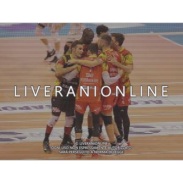 Campionato Italiano di Volley Superlega Serie A 2019/2020 Latina, Italia 08/12/2019 Top Volley Cisterna vs Tonno Callipo Calabria Vibo Valentia Nella foto: esultanza Tonno Callippo Vibo Valentia FOTO LUIGI MARIANI-ALESSIO MARINI-AG ALDO LIVERANI SAS
