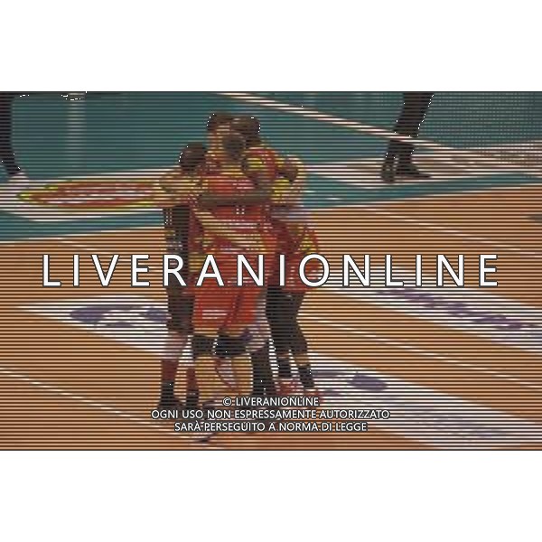 Campionato Italiano di Volley Superlega Serie A 2019/2020 Latina, Italia 08/12/2019 Top Volley Cisterna vs Tonno Callipo Calabria Vibo Valentia Nella foto: esultanza Tonno Callippo Vibo Valentia FOTO LUIGI MARIANI-ALESSIO MARINI-AG ALDO LIVERANI SAS